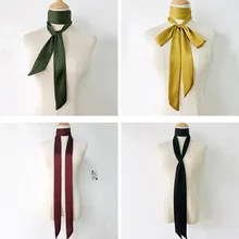 

New Summer Hats And Pants Ribbon Accessories Small Pure Satin Silk Women's Long Scarf Fashion Hair Straps Tie Scarves