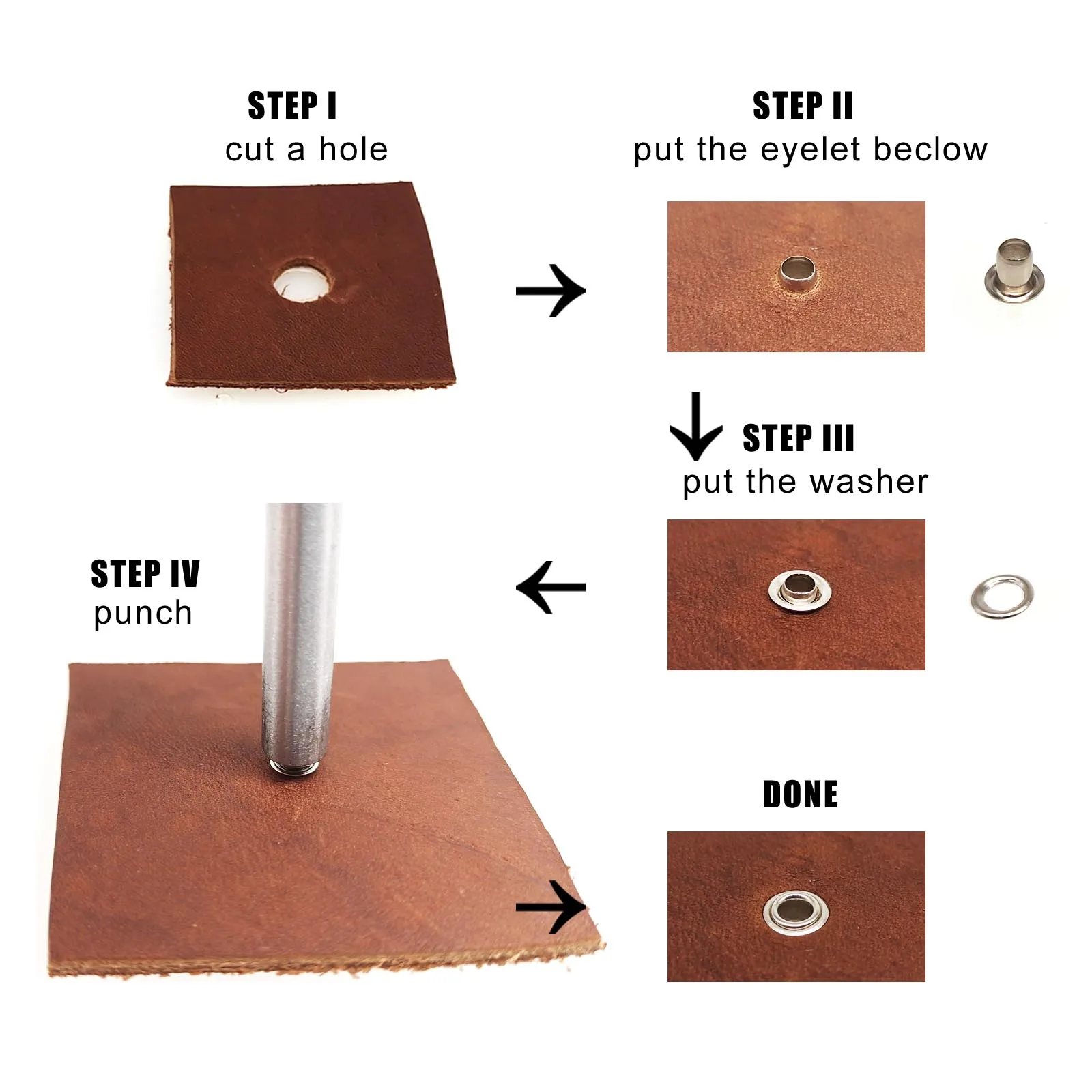 Flanging Crimping Punch Tool Rod for 1mm-10mm Inside Diameter Eyelets Grommet Ring Air Hole Semi Half Hollow Rivet