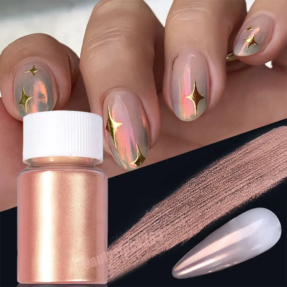 1Box Cherry Pink Chrome Pearl Nail Powder Gradient Mirror Effect Nail Art Glitter Auroras Rubbing Dust Nail Art Decoration 10g - 5