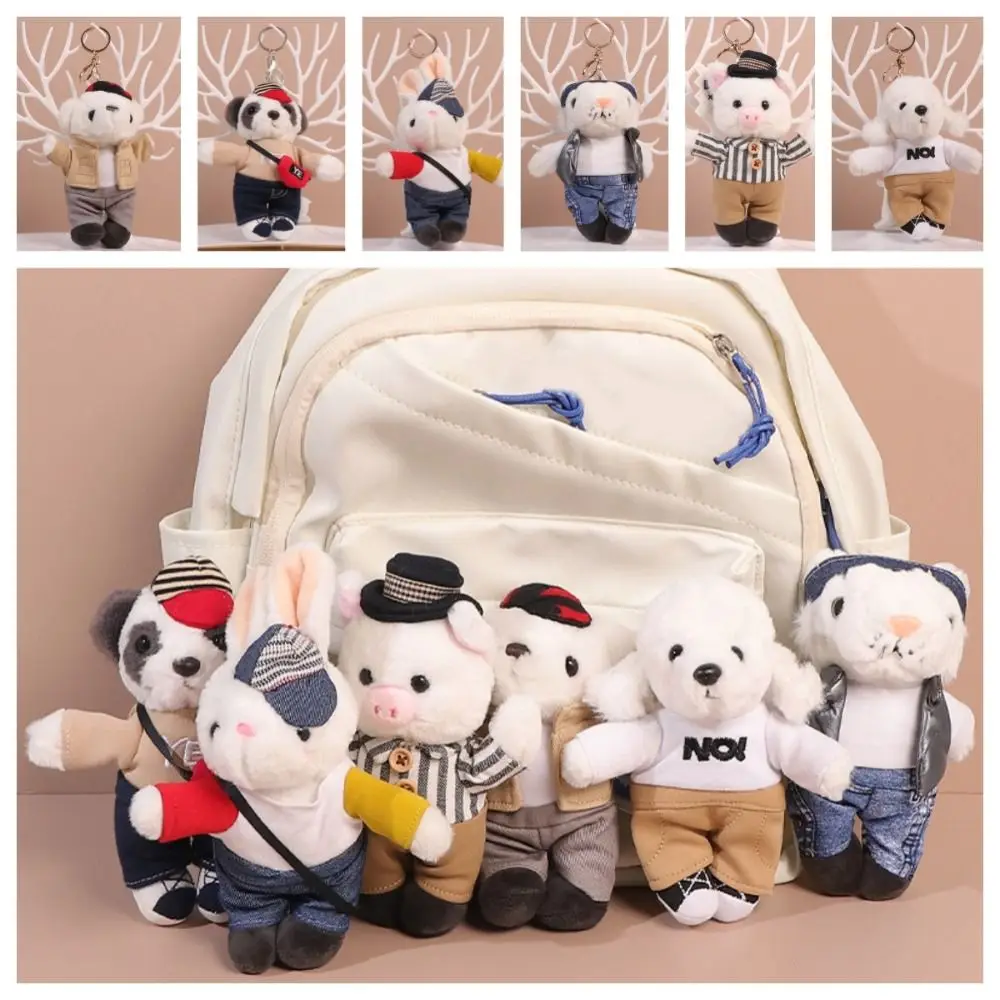 

Cartoon Puppy Plush Keychain Lovely Plush Stuffed Toys Rabbit Dress-up Toy Pig Soft Costume Bear Doll Pendant Birthday Gift