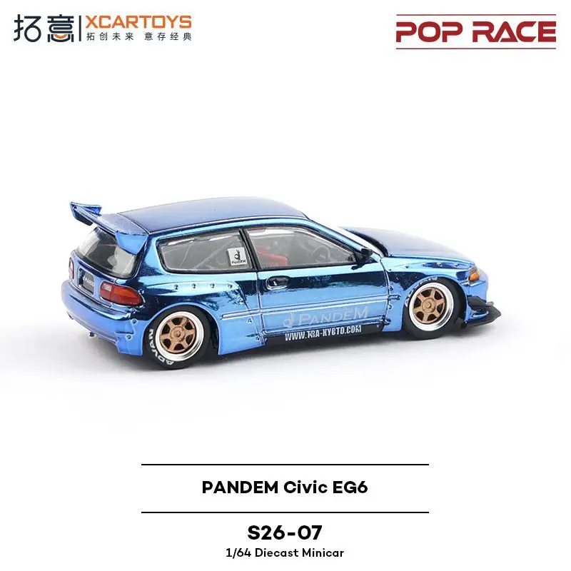 POP RACE 1:64 혼다 PANDEM 시빅 EG6 해치백 슈퍼카 합금 다이캐스팅 자동차 모델 컬렉션 선물