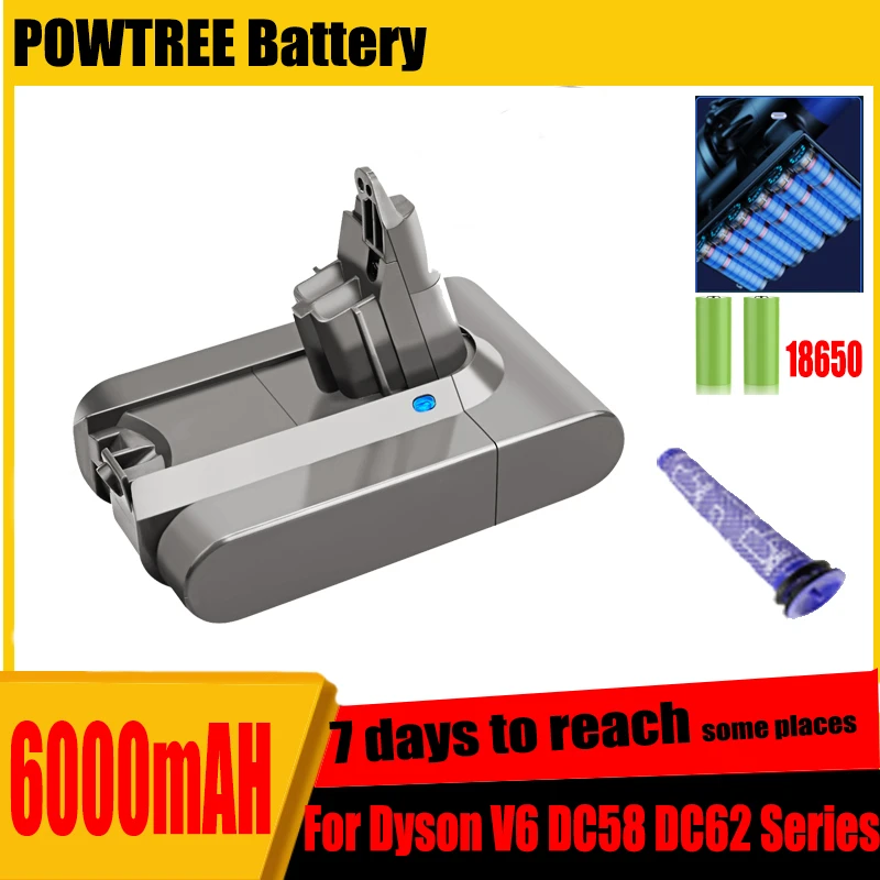 21.6V 6.0Ah For Dyson Absolute DC58 DC61 DC62 DC62 Animal DC72 V6 HEPA V6 Mattress V6 Motorhead