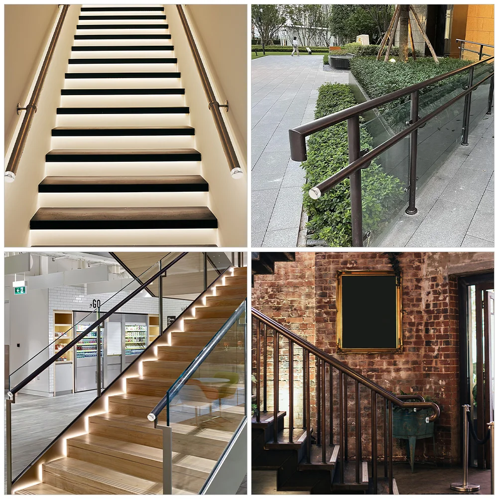 4 Pcs Handrail Tube Accessories Caps Stainless Steel Stair Column Staircase End Plugs for Stairs Railing stair handrail caps