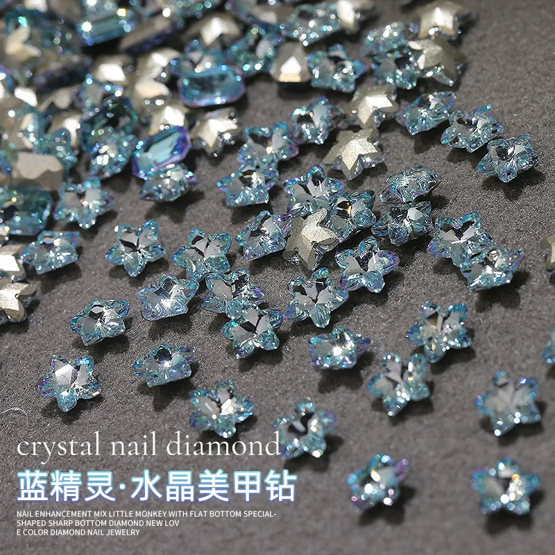 

20pcs Mixed Luxury Shiny Nail Art Decorations Glitter Blue Fairy Nail Rhinestones Charms Crystal Pointed Gems Manicure Accessory