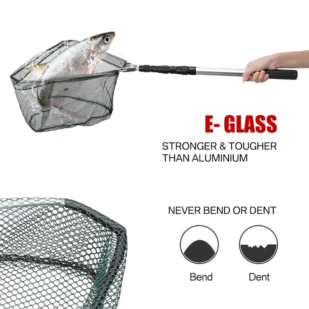 2/1pcs Floating Fishing-Net Rubber Coated Landing Net Pole Easy  Catch&Release Foldable Telescopic Sea Fishing Goods Accessorie - AliExpress