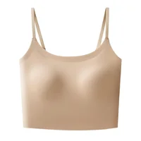 Ubowen S-XL Débardeur Camisole Dos Nu pour Femme avec Coussinets de Poitrine Intégrés, Débardeur Court Sans Couture d'Été avec Bonnets Fixes 5