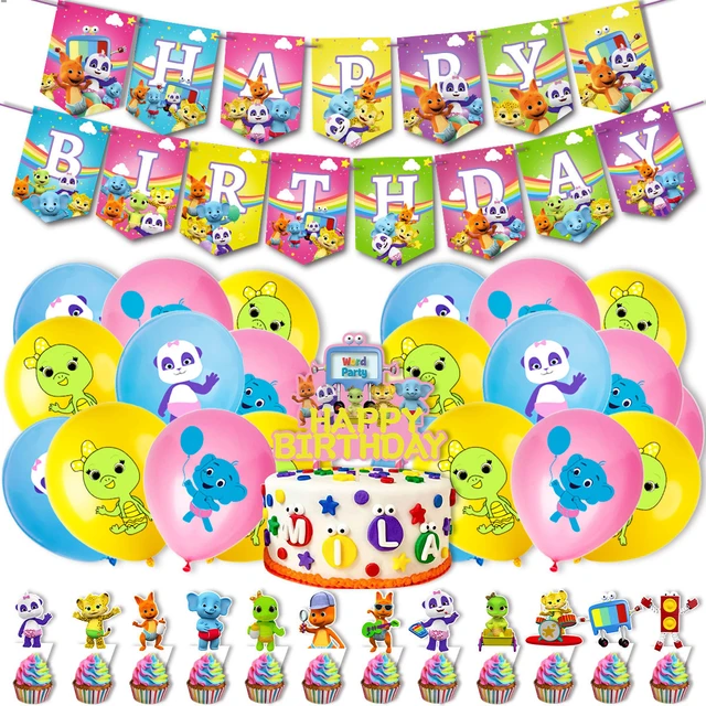 Cartoon Panda Baby Word Teaching Theme Birthday Party Supplies Cake  Decorating Balloon Banner Set Baby Shower