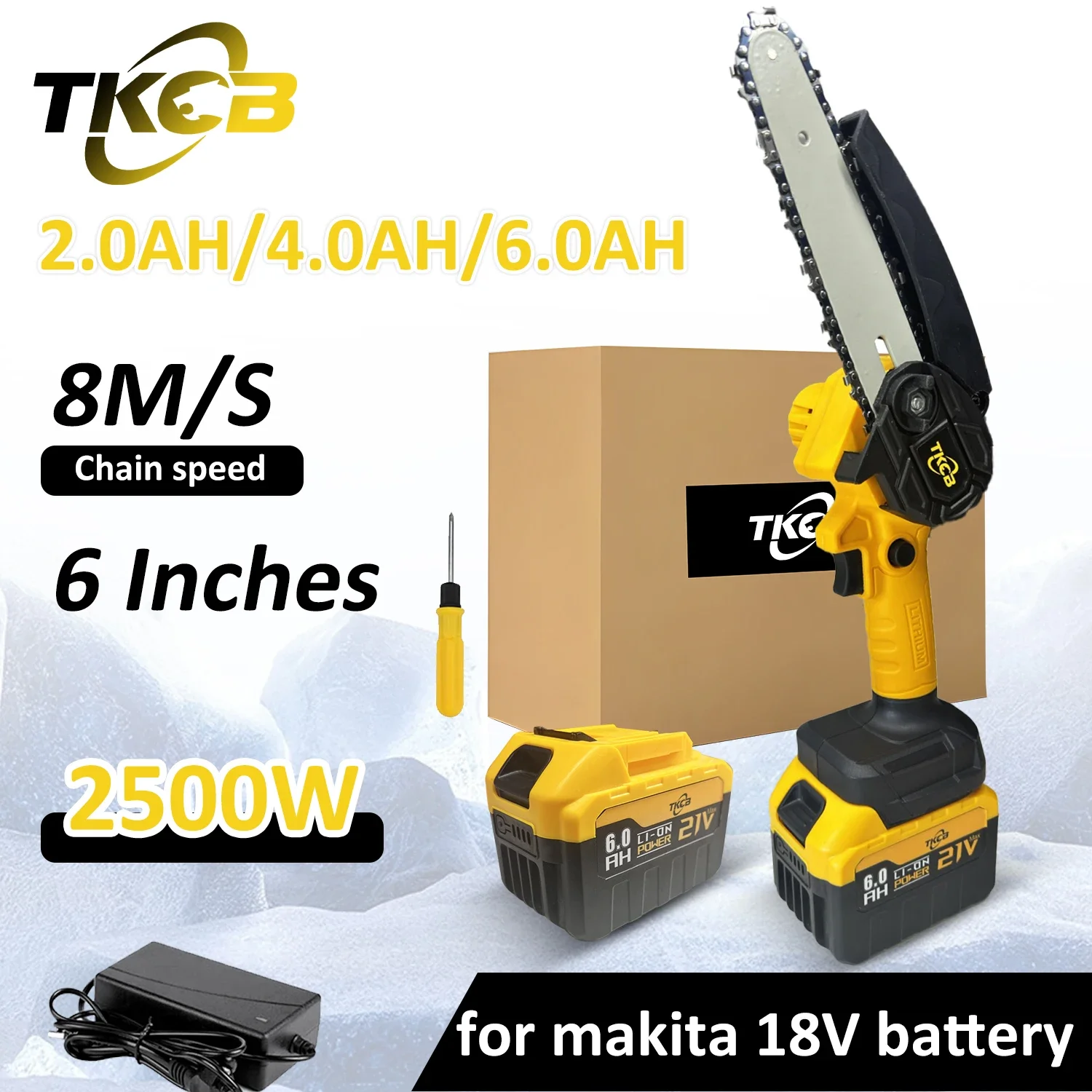 Enhanced Cordless 6-Inch Handheld Electric Chainsaw for Efficient Wood Cutting