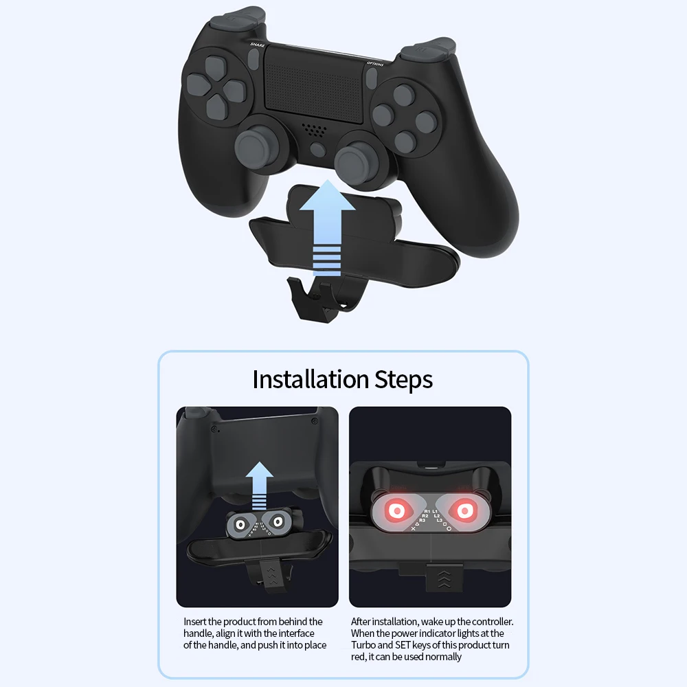 New Controller Back Button Attachment - Turbo Function & Enhanced Rear Buttons Easy Install Gamepad Accessory for PS4 Gaming