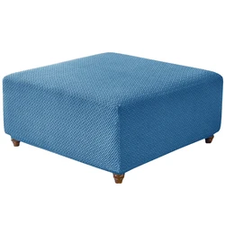 Elegant Jacquard T-Shape Ottoman Stool Cover - Elastic Slipcovers for Stylish Home and Office Decor (Denim Blue)