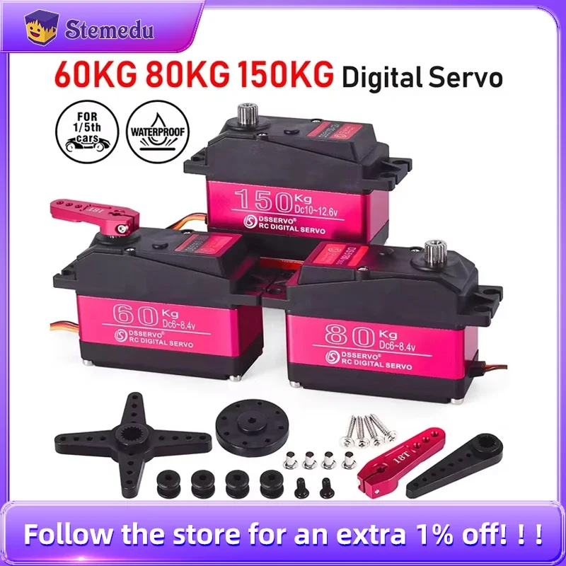150KG/80KG/60KG Servo robotico digitale in metallo DS51150 180/270 gradi Impermeabile IP66 Funzione di alimentazione per RC Drone Smart Car Robot