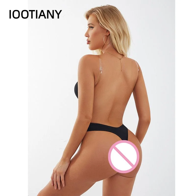 Sexy Bodysuit Corset Woman Deep V Shapewear Clear Strap Backless Plunge Thong Push Up Padded Bra Lady Body Shaper Underwear 2023