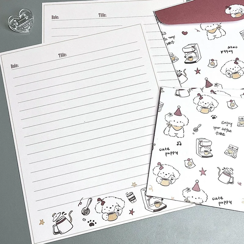 Cute Cartoon Dog Envelopes 8pcs/set for Letters DIY Letter Pad Gift Wrap Bag Wedding Party Invitation Card Cover Cute Stationery kraft paper envelopes mini envelopes
