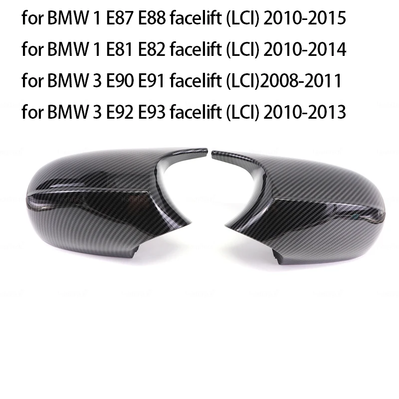 Carbon Fiber Pattern Black Side Mirror Cover Caps - M Look Car Accessories
