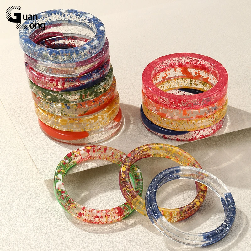 Chunky Acrylic Resin Bangle Bracelets – Geometric Tortoiseshell Cuffs For Women