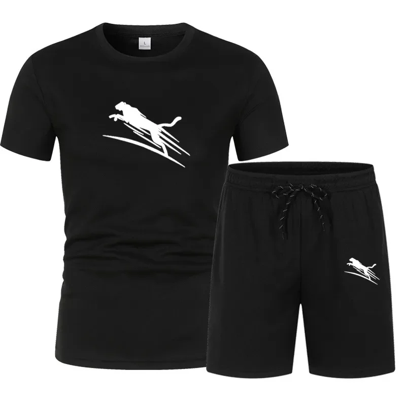 

Summer Men's Fitness Fashion Men's Casual Sportswear Suit Oversized Sports Suit Short Sleeve T-Shirt + Shorts 2 Piece Set