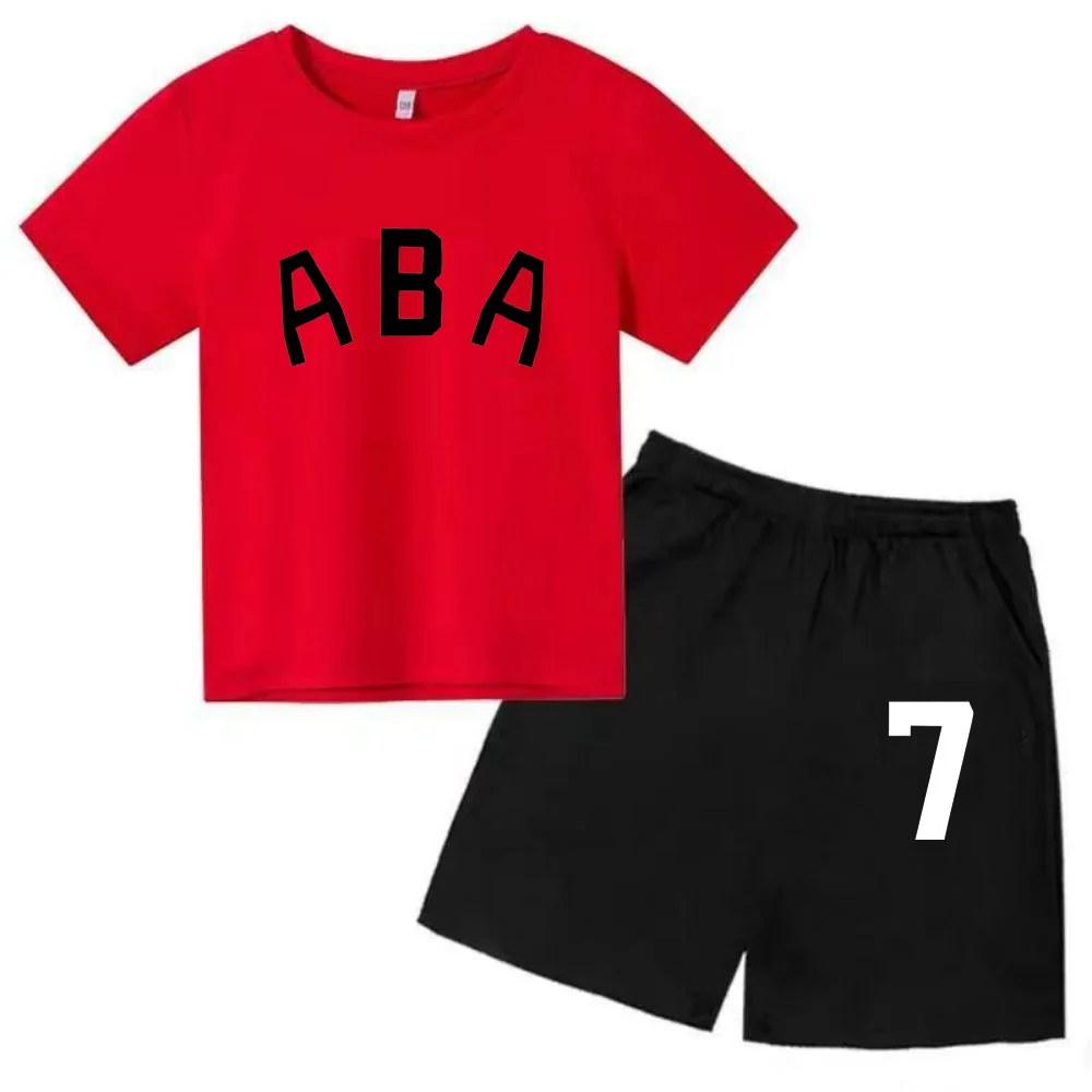 thumbnail image 1 of Ropa de bebé con estampado de letras para niños y adolescentes, conjunto de camiseta y pantalones cortos de verano de 2 piezas, conjunto informal de manga corta para niños y niñas, 1 of 5