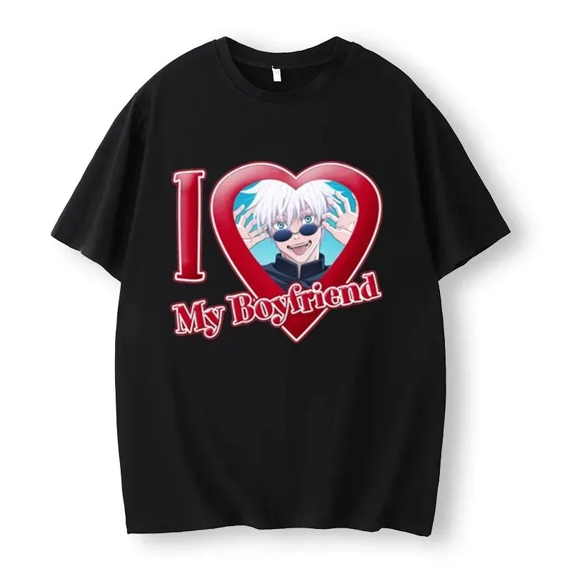 

Summer Men's and Women Cotton T-Shirt I Love My Boyfriend Satoru Gojo T-Shirt Cartoon Graphic T-Shirt Extra Large Street Top