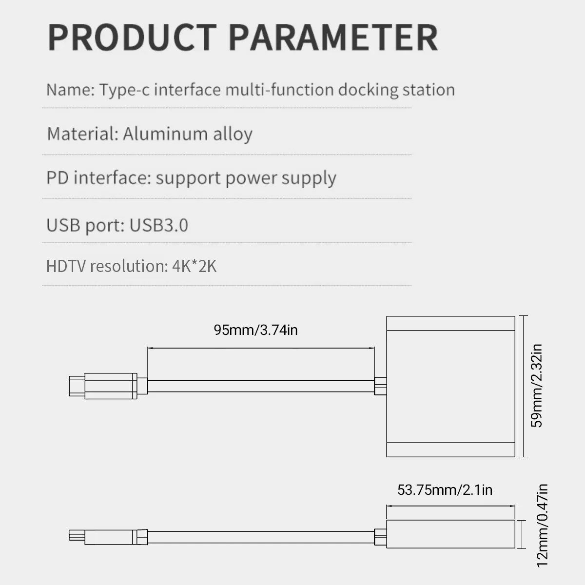 USB C to HDTV Multiport Adapter, 3 in 1 USB C Hub with 3.0 Data Port, 4K HDTV Port & PD Max 100W Charging for Phones,