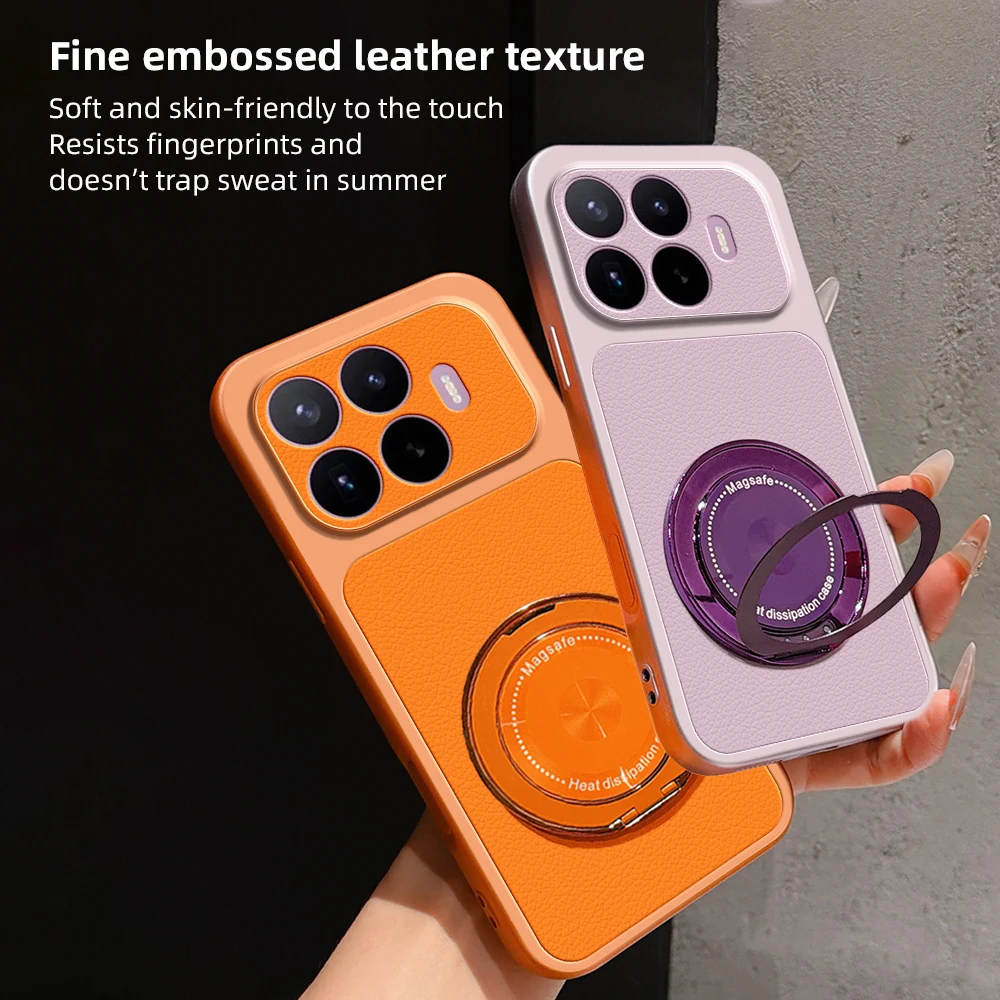 Luxury Leather Matte Magnetic Kickstand Phone Case