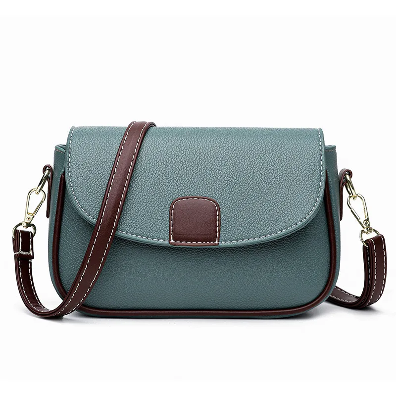 

2024 Fashion Women Shoulder Bag PU Leather Bags For Flap Crossbody Contrast Color Messenger Handbag Shopping Purse