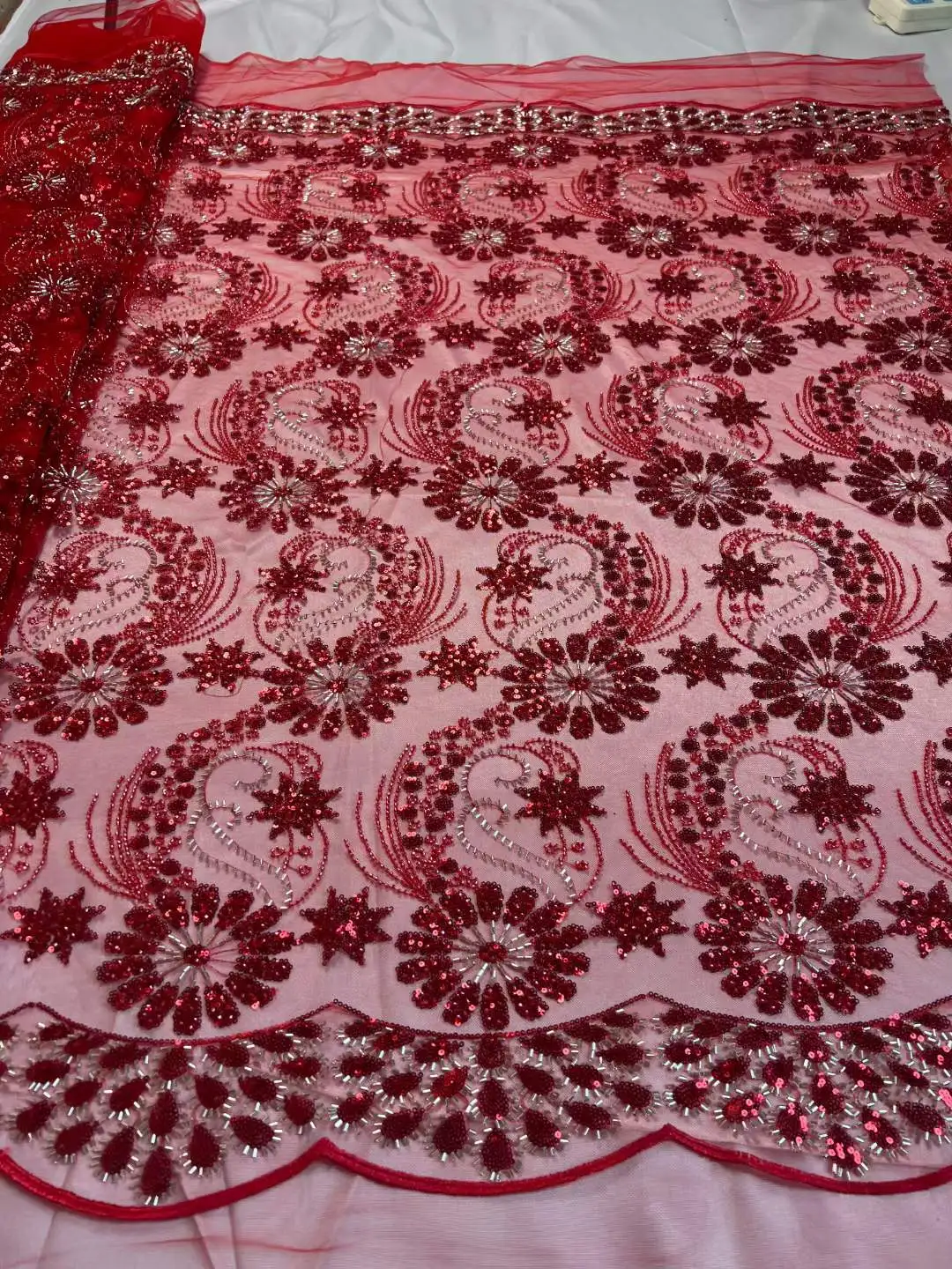 

Luxury African Sequins Beaded Lace Fabric 2023 High Quality Groom Nigerian Wedding Bridal Embroidery French Tulle Sewing