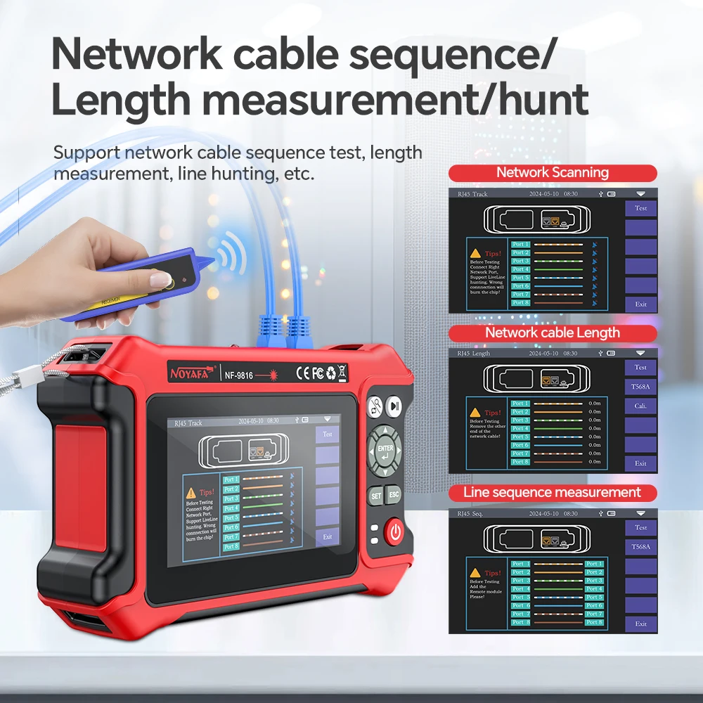 NOYAFA Mini OTDR Optic Reflectometer Active Fiber Live Tester 1310/1550nm 26dB VFL OLS OPM LED Event Map Ethernet Cable Tester