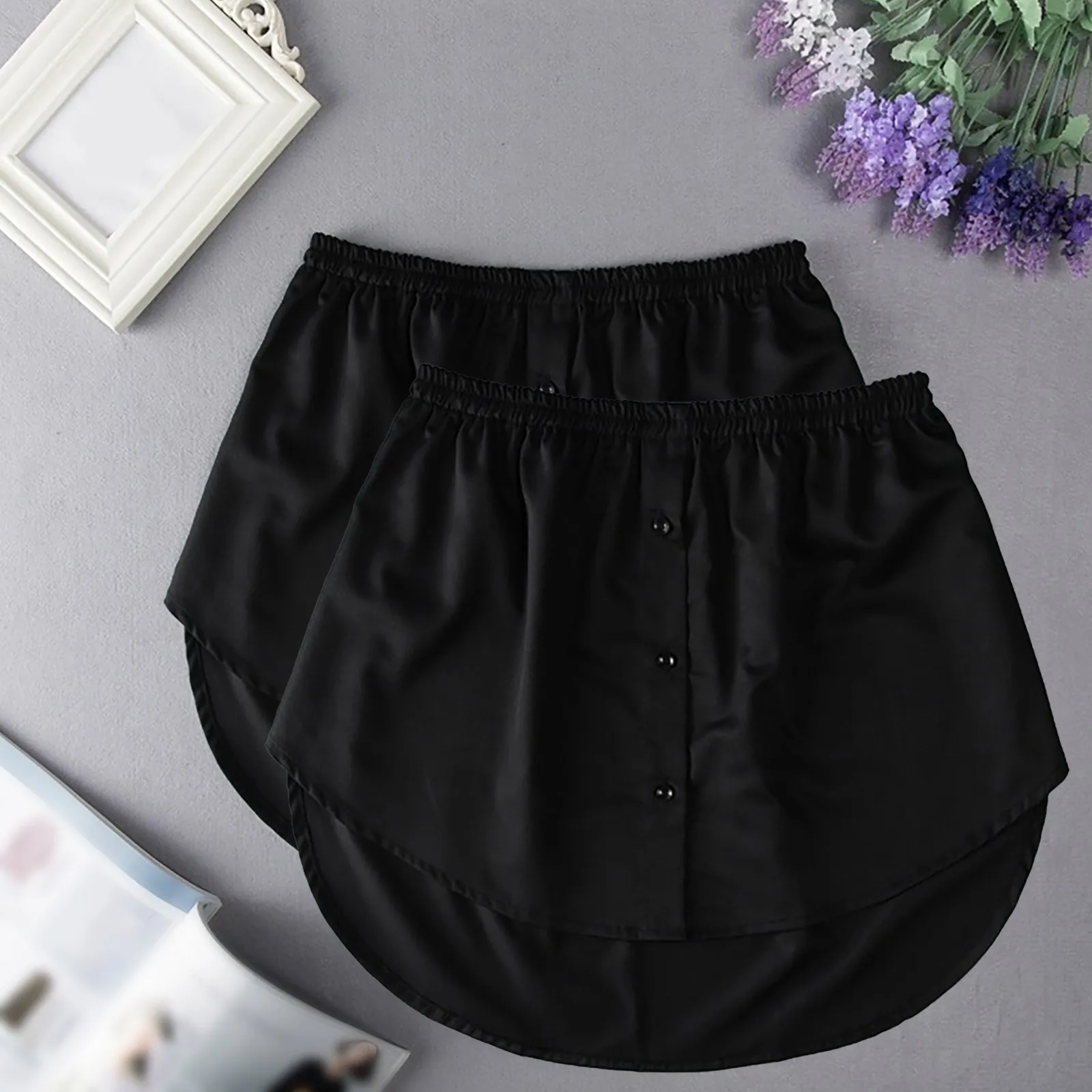 

Women Girls Shirt Blouse Extender Adjustable Layering Faux Top Lower Sweep Mini Skirt False Hemline Splitting Underskirt