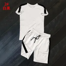  Men's Tracksuit 2 Piece Set Summer Solid Sport Hawaiian Suit Short Sleeve T Shirt and Shorts Casual Fashion Man Clothing 