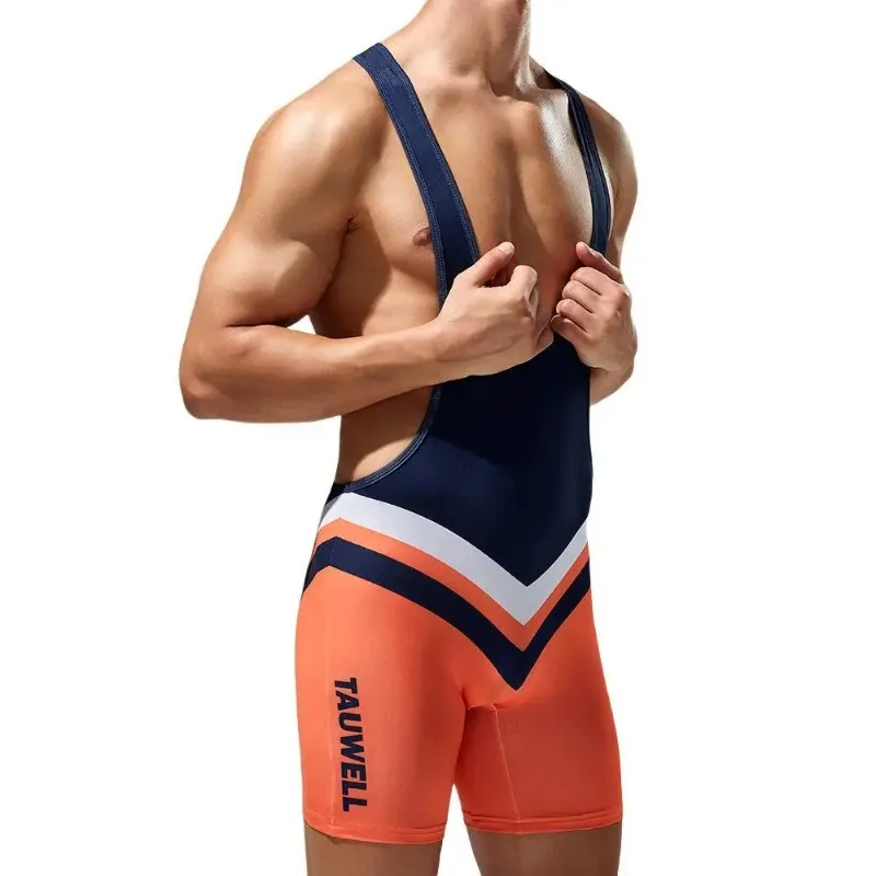 Bodysuit Men Sports Gym Undershirts Vest Underwear Boxers Wrestling Singlets Jumpsuits Bodybuilding Wear Leotard