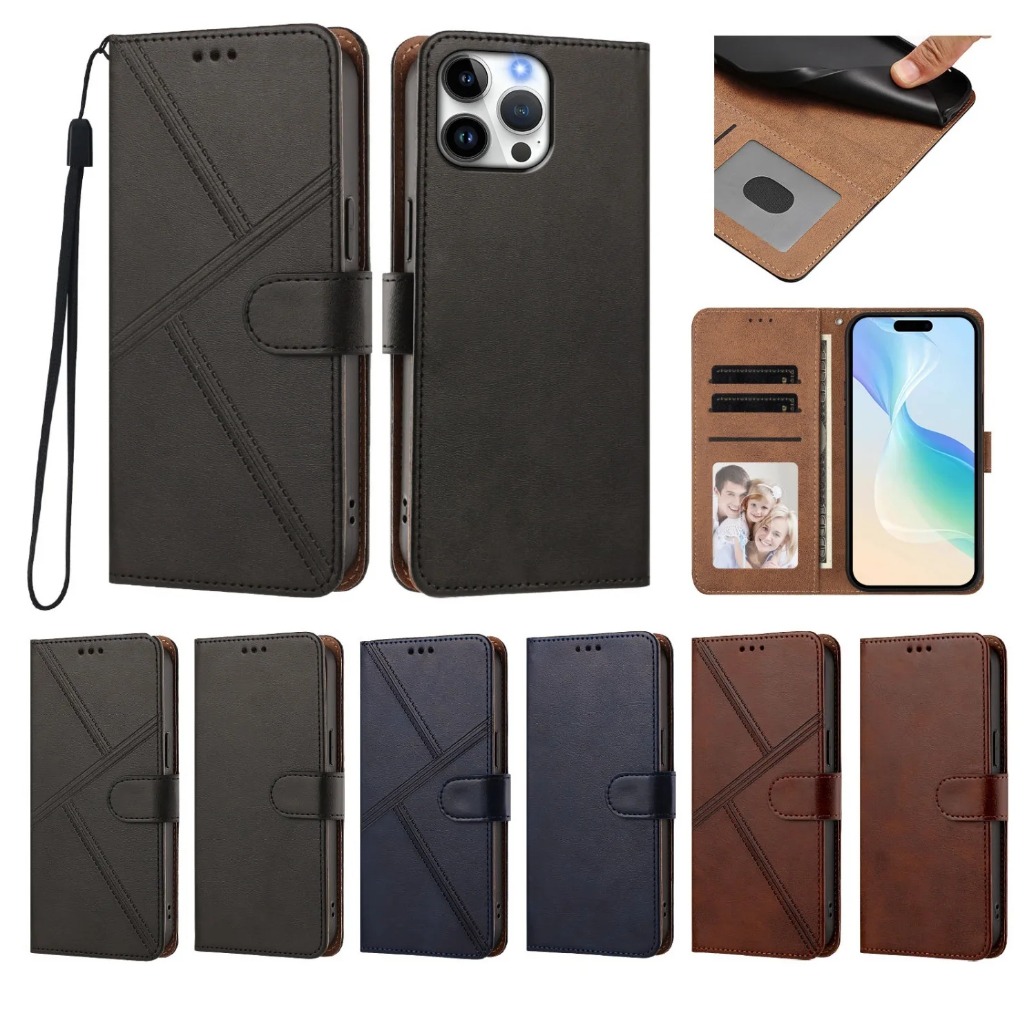 Leather Flip Phone Wallet Cover