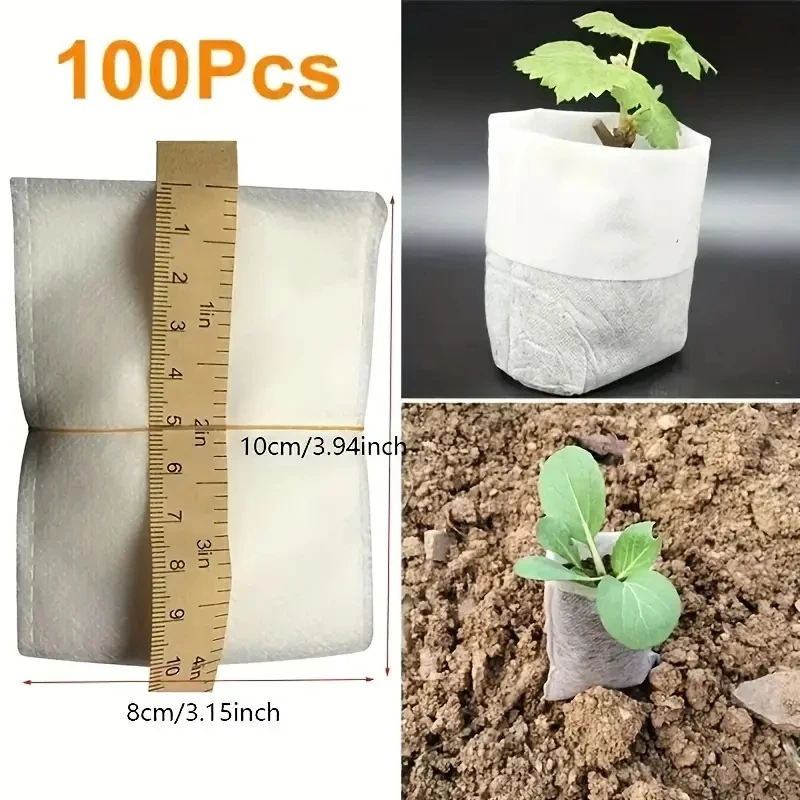 Seedling Nursery Bags 8x10cm 100pcs Biodegradable Non-Woven