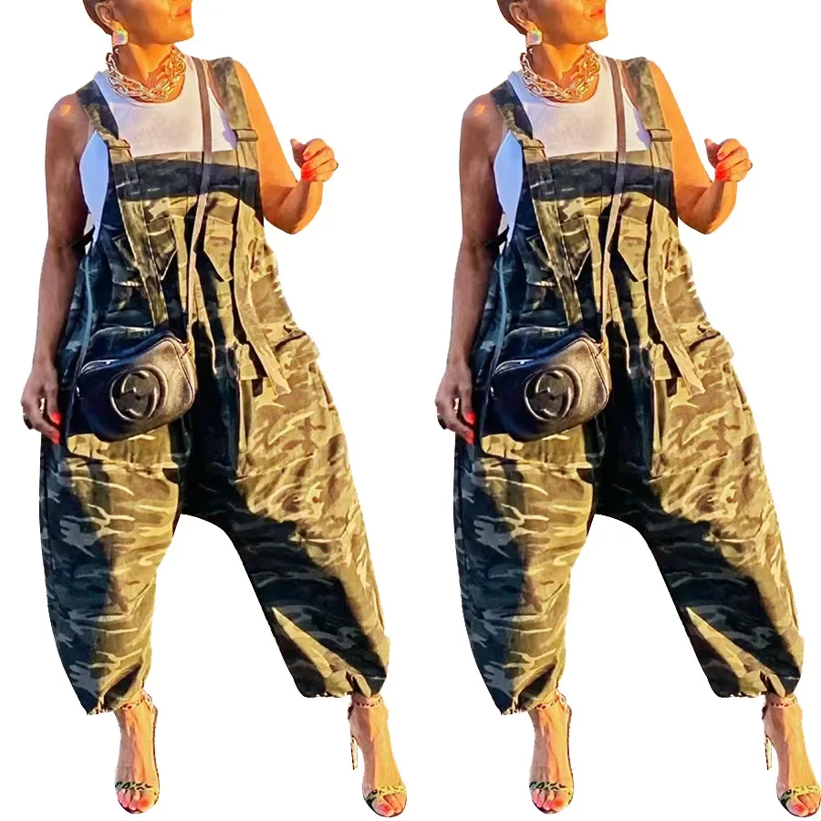 

Loose Straight Overalls Women Casual Jumpsuits Wide Leg Pants Sets Trousers Print One Piece Sexy Splicing 2023 Summer Rompers
