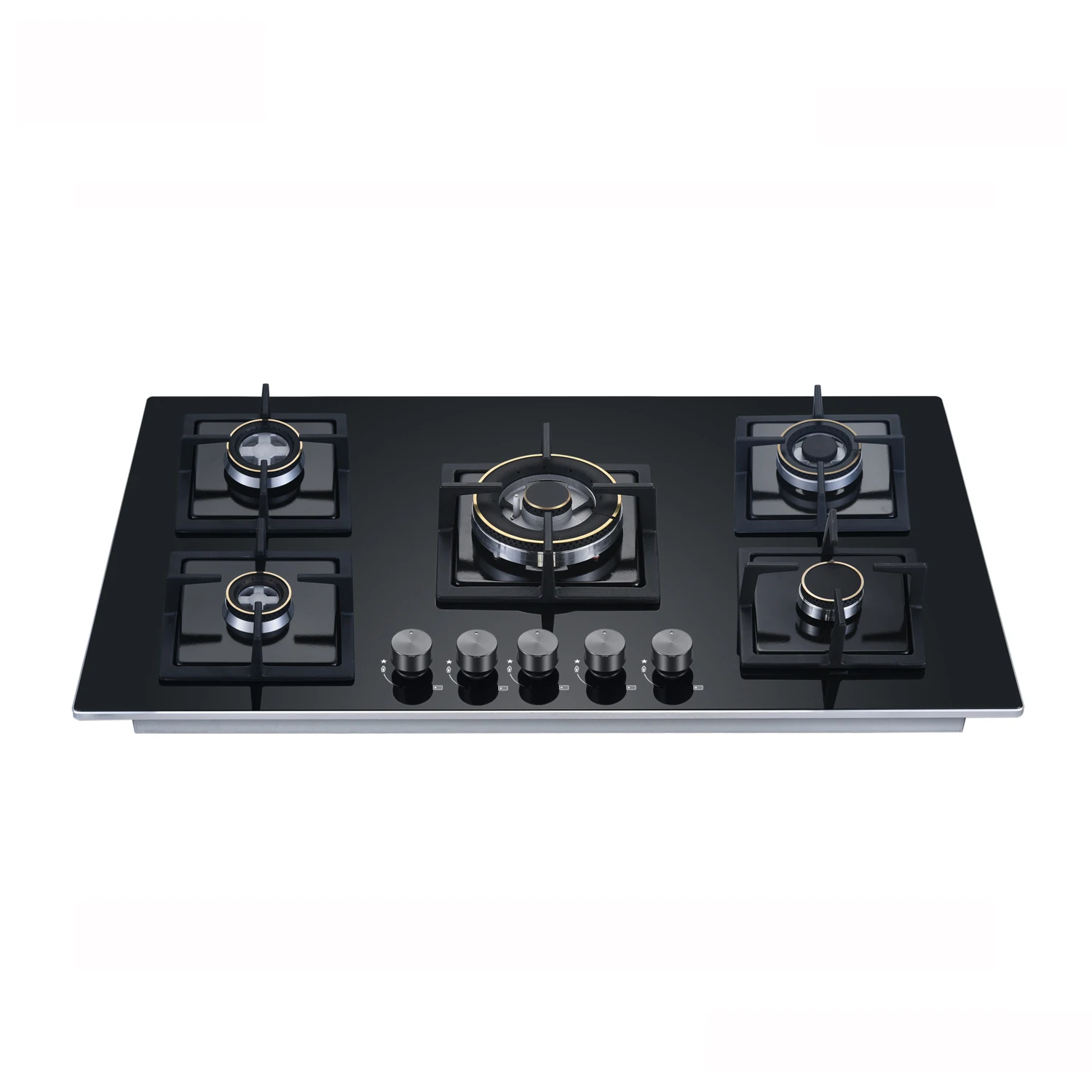 Factory Black Tempered Glass 5 Burner Gas Cooker Stove Hot Selling Gas Cook Tops