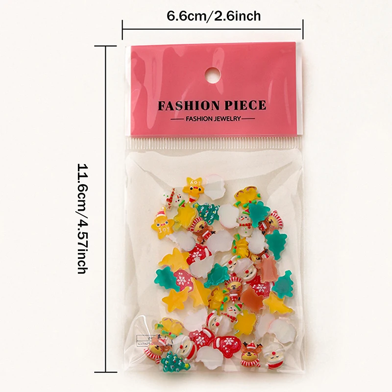 50Pcs Cute Christmas Series Resin Nail Charms - Santa Claus Snowman Reindeer Nail Art Decorations, DIY Manicure Accessories