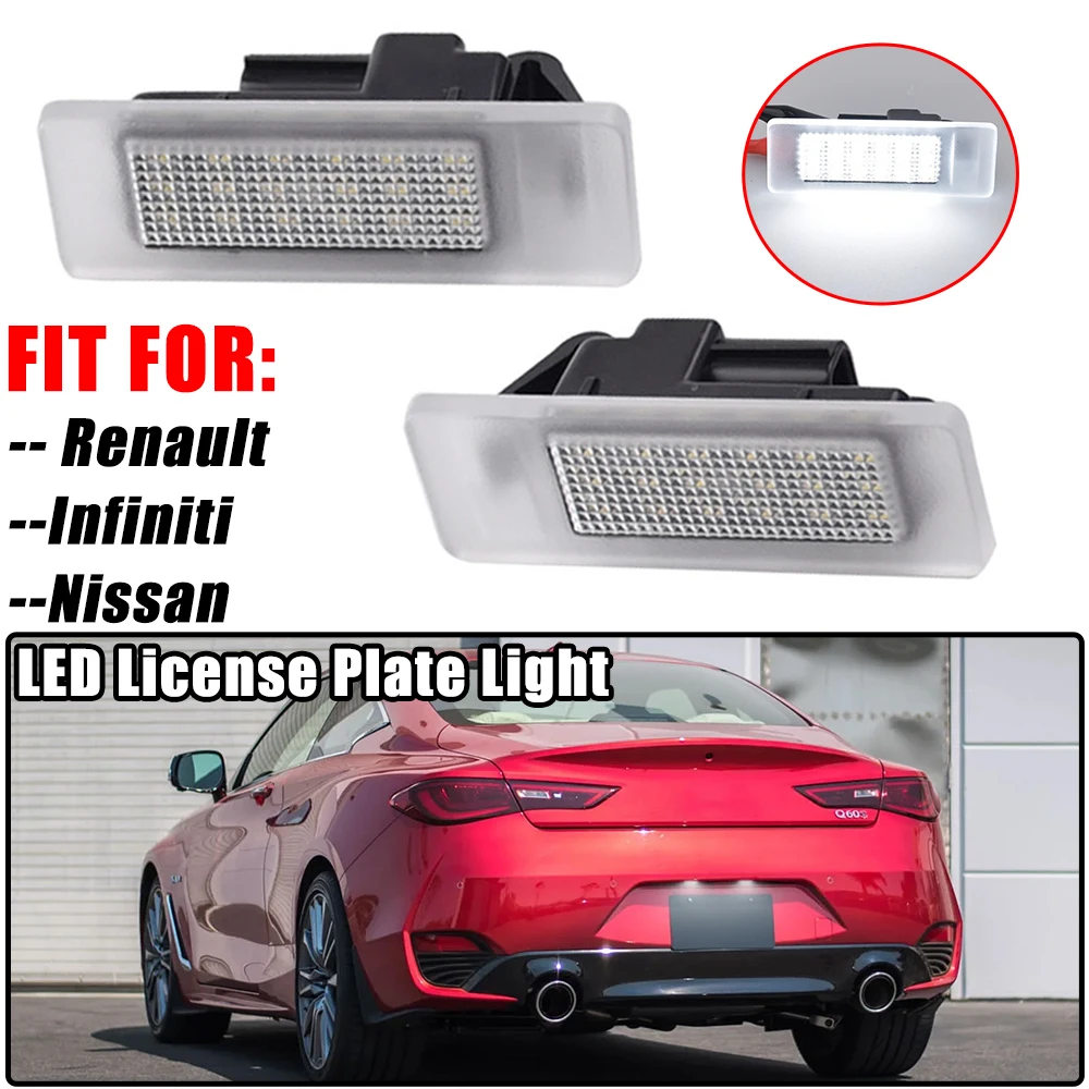 Для Infiniti Q50 Q60 QX30 QX40 Nissan GTR Leaf Rouge для Renault Clio V Koleos Talisman, светодиодная подсветка номерного знака, лампа для парковки