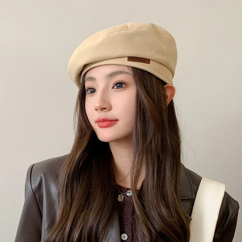 빈티지 모직 베레모 모자, 프랑스 예술가 보넷 따뜻한 펠트 모자, 여성 단색 팔각형 모자, 가을 소녀 모자, 패션