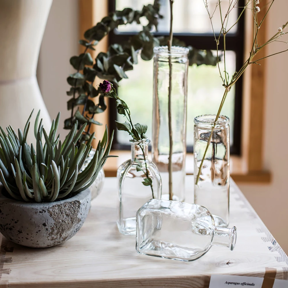 Small Transparent Flower Vase Mini Glass Vase Hydroponic Plant Bud Vase Nordic Home Decor Living Room Table Terrarium Decoration 6