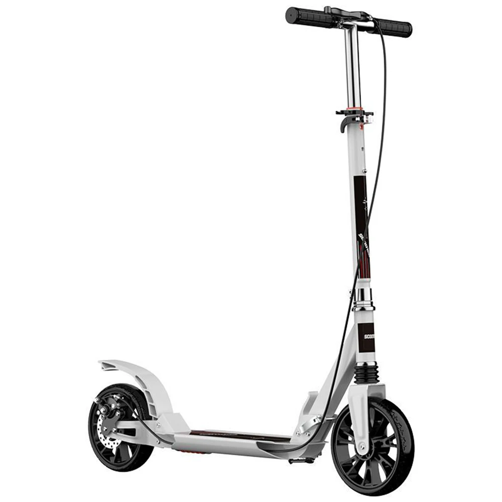 Adult/teenagers Kick Scooter Two Wheeled Foldable Portable Scooter Non-Slip Pedal Double Brake Sliding Foot Scooters Adjustable Kick Scooter