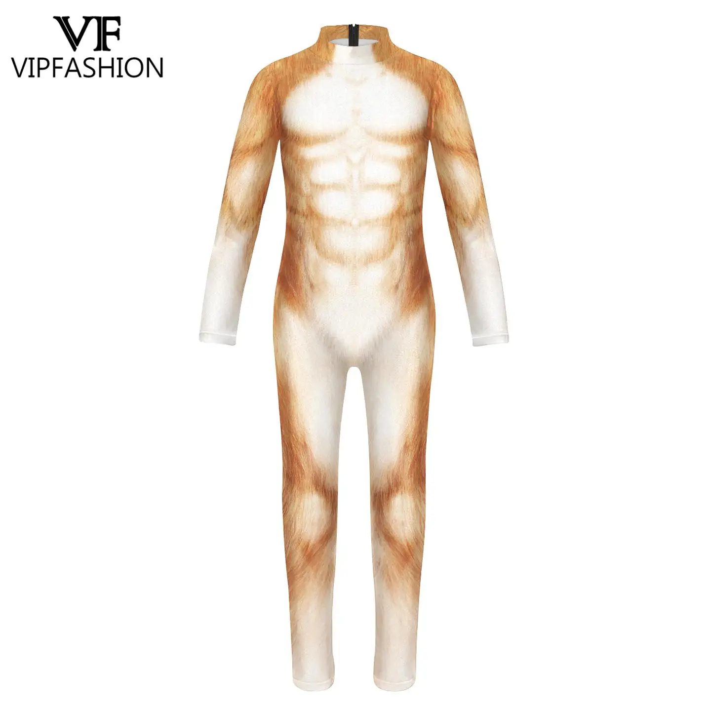 VIP FASHION Child Husky Wolf Costume Halloween Animal Cosplay Jumpsuits Kids Zentai Bodysuit Carnival Party Rompers Outfits cosplay costume