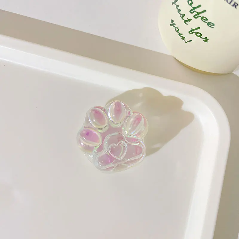귀여운 고양이 발톱 휴대폰 거치대 브래킷, 크리스탈 판타지 3D 레이저 접이식 지지대 커버 케이스, 액세서리 스탠드 브래킷 소켓