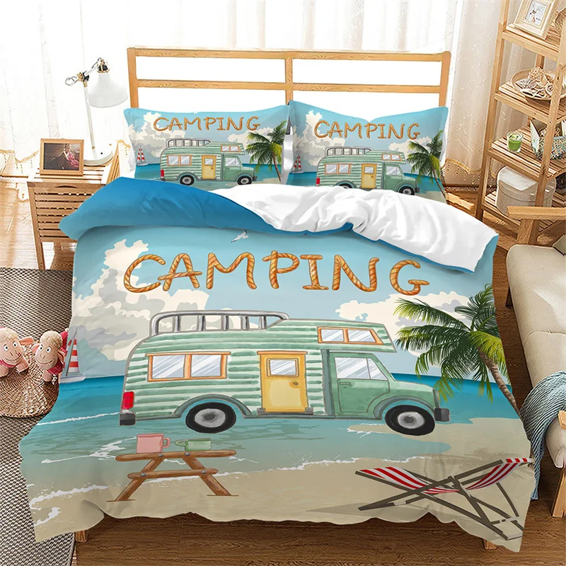 Happy Camper Pillow Cushion Cover for Sofa Couch Bed, Camping, Camping Decor.