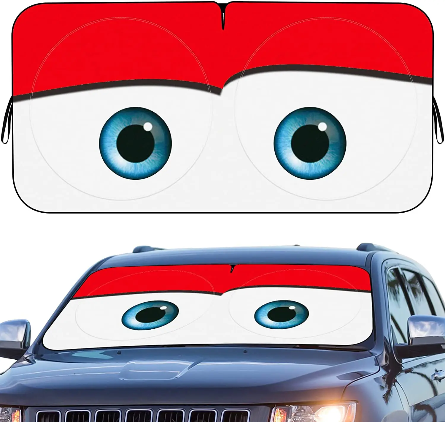 Car Windshield Sun Shade Funny Car Eyes Visor WearResistant Black Tape Foldable car sunshade windshield sunshade windshield sun shade
