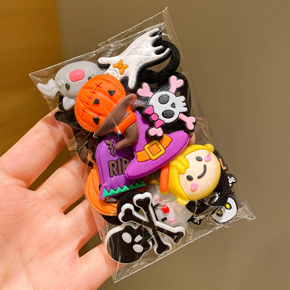 14 Pieces of Halloween Pumpkin Ghost Accessories, Funny Hair Ties, Halloween Gifts for Girls