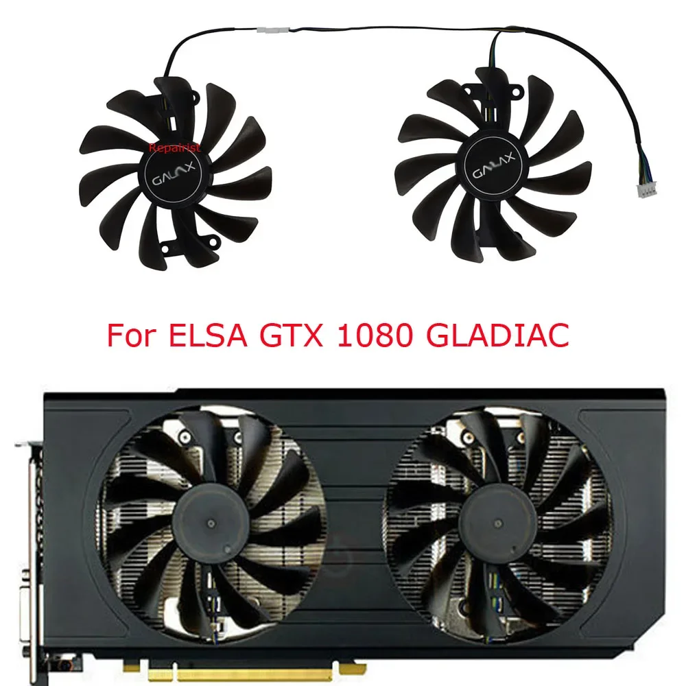 2Pcs/Set,GPU VGA Fan,Video Cards Cooler,For ELSA GTX 1080 8G 