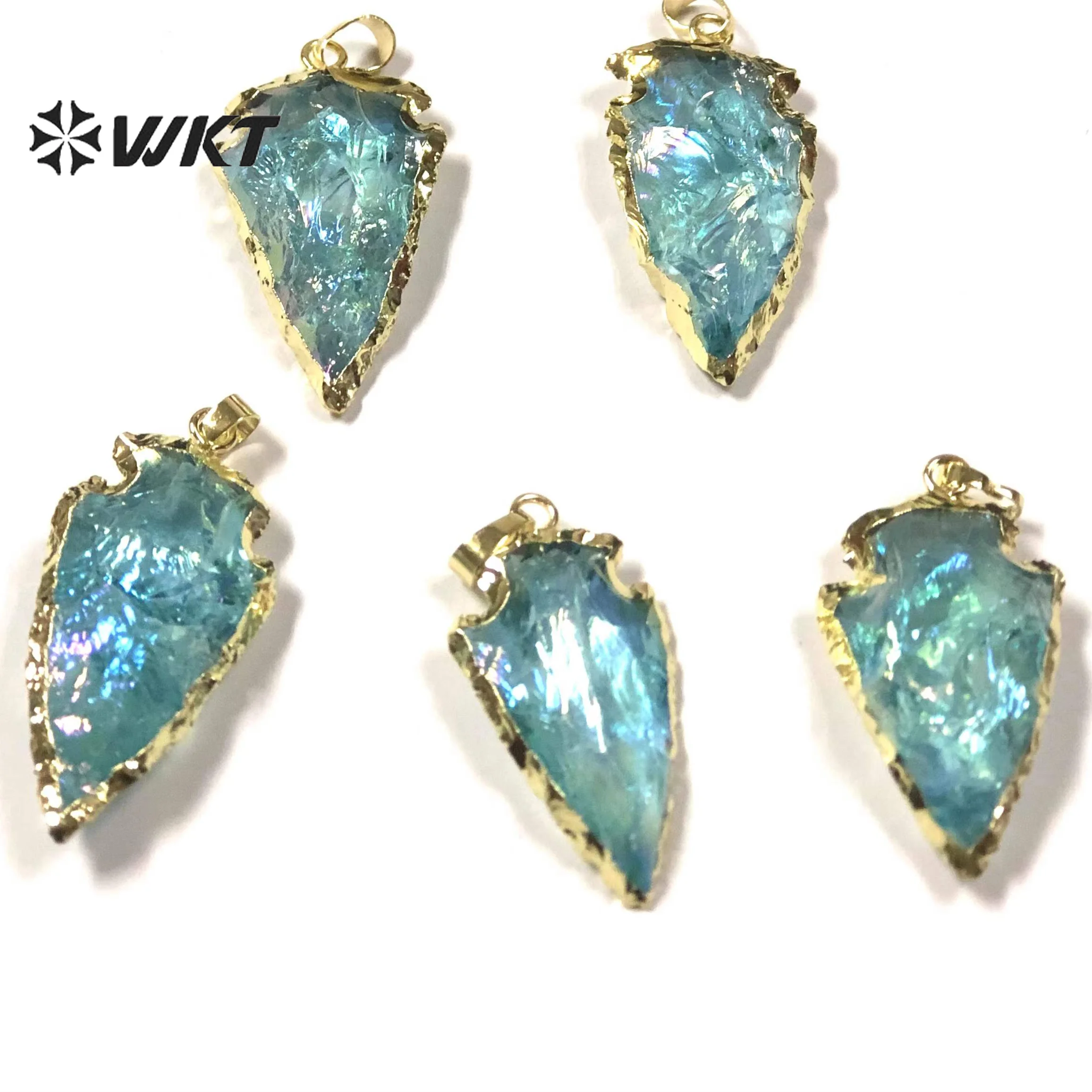 WT-P1776 WKT 2023 Trendy Style Simple Design Natural Aqua Raw Crystal Quartz Pendants Blue Jewelry Grand Wedding ACC 3