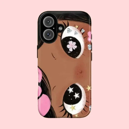 Luxury Double-Layer BIG EYES COMIC GIRL Phone Case