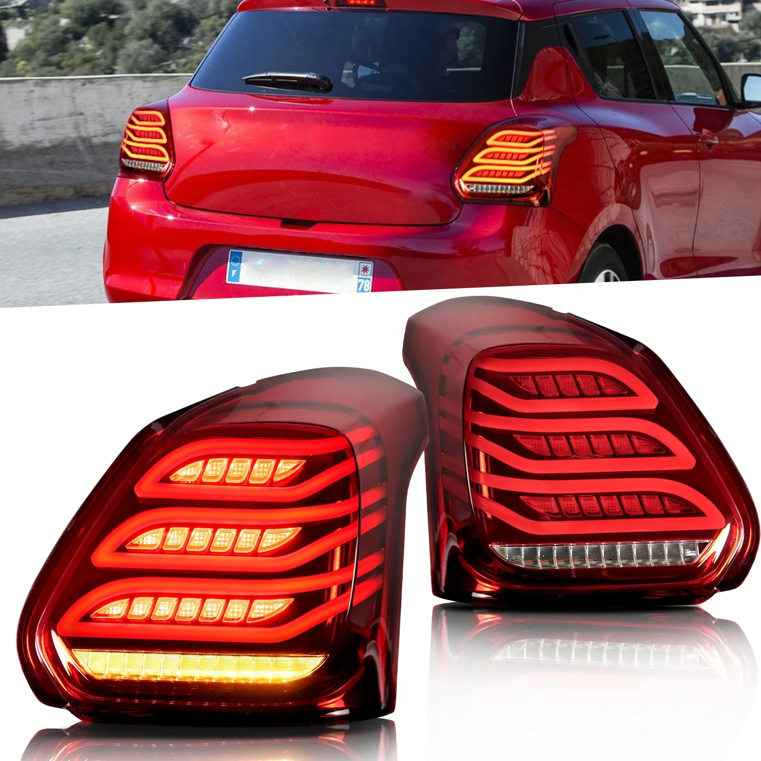 

wholesale LED light for Swift taillights 2017-UP for Swift LED back lamp with sequential indicator for suzuki swift