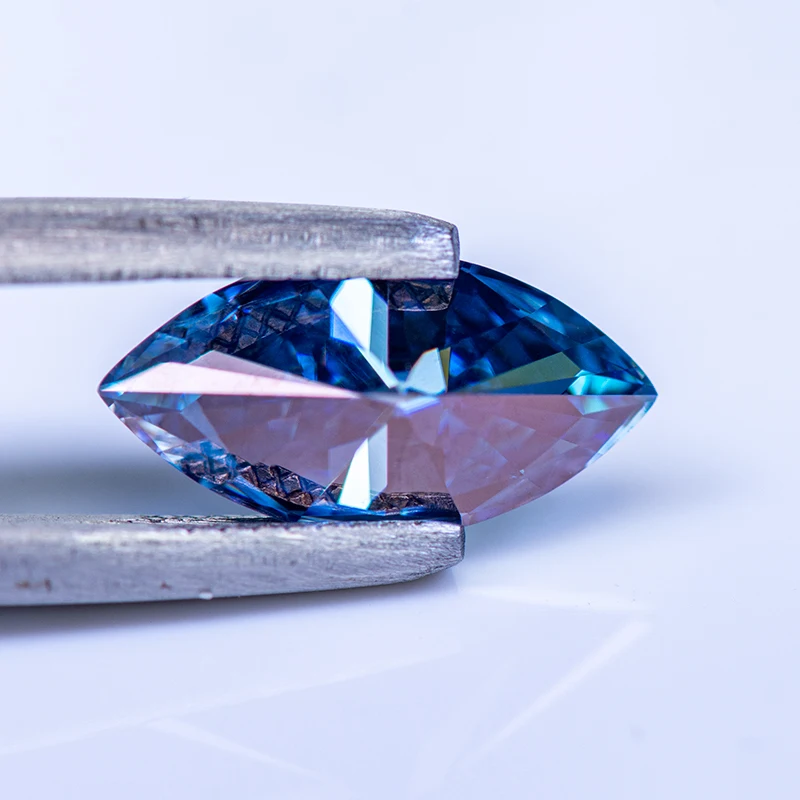 Moissanite Stone Gemstone Sapphire Blue Color Marquise Cut Lab Grown Diamond Charms Woman Jewelry Making with GRA Certificate