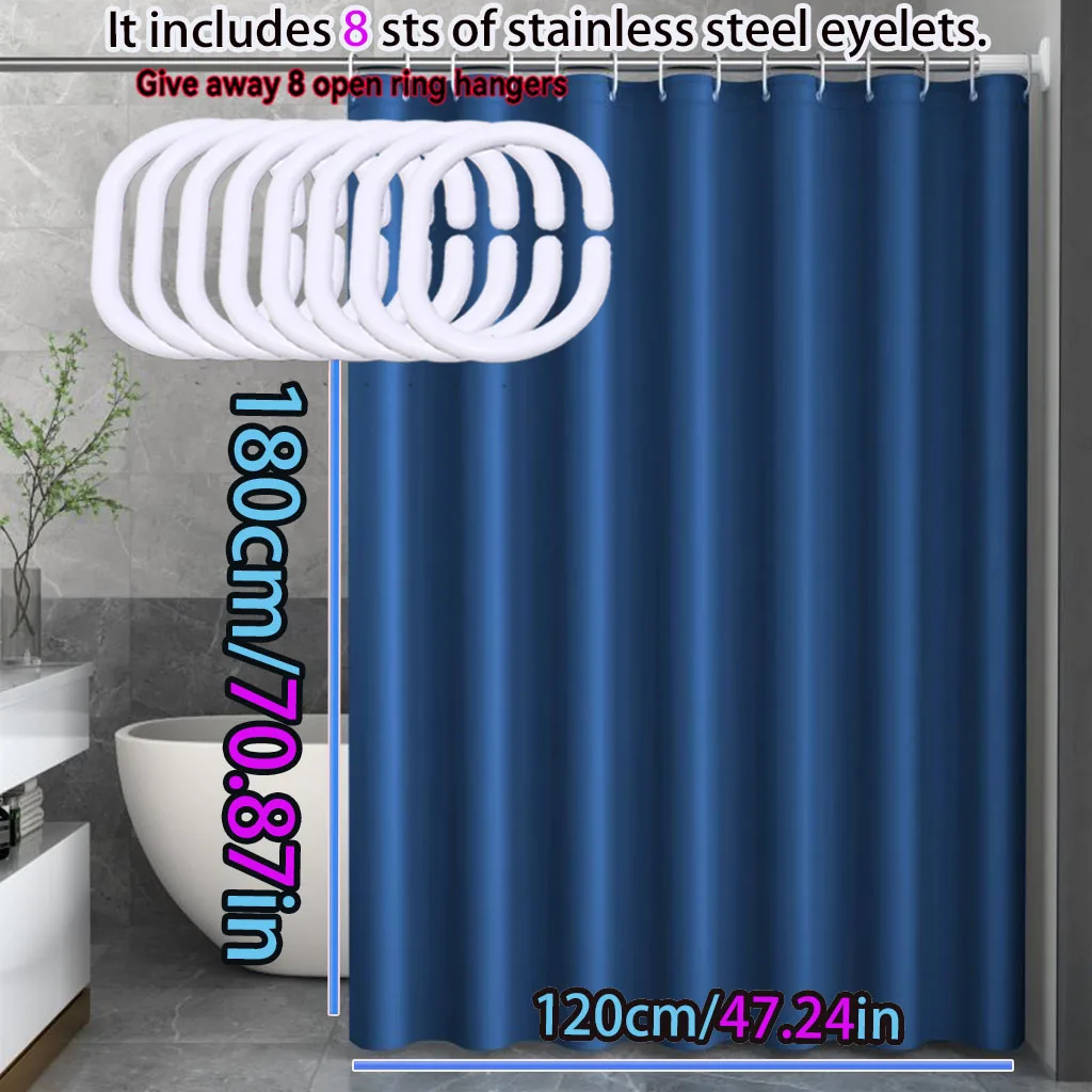 Navy Blue Modern Waterproof Shower Curtain